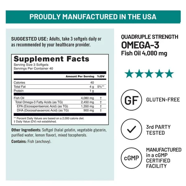 NatureWise Quadruple Strength Omega-3 Fish Oil Softgels in Pakistan