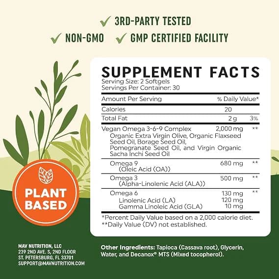 Buy MAV Nutrition Vegan Omega 3-6-9 60 Softgels Price In Pakistan