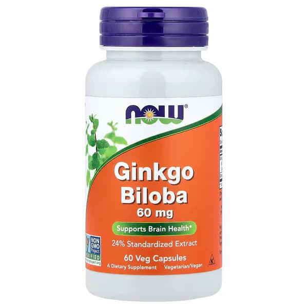 NOW Foods Ginkgo Biloba 60mg Veg Capsules