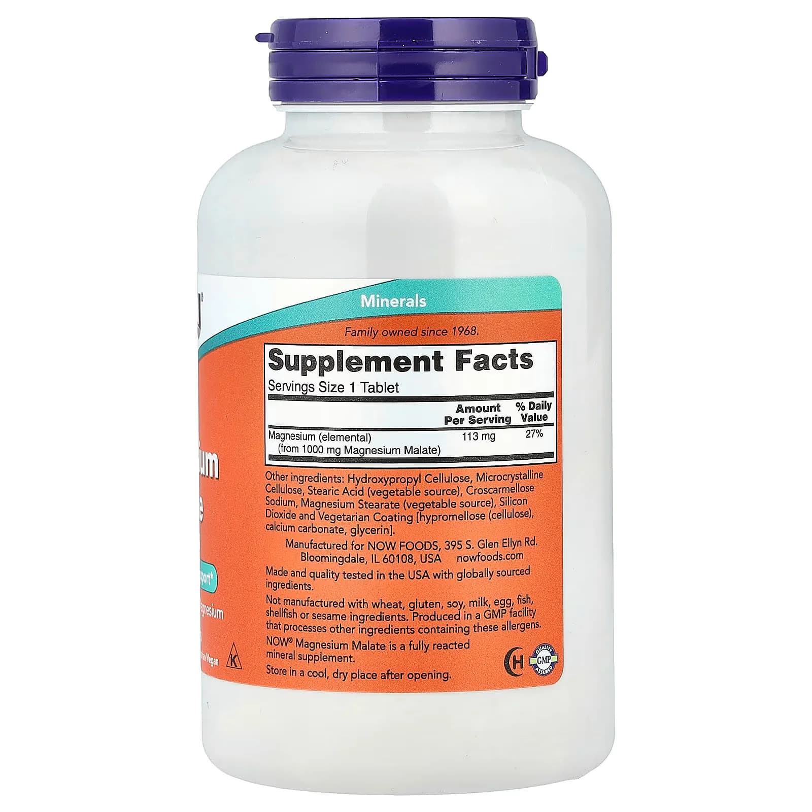 Organic NOW Foods Magnesium Malate 1000mg 180 Tablets in Pakistan