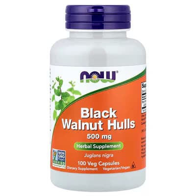 NOW Foods Black Walnut Hulls 500mg 100 Veg Capsules