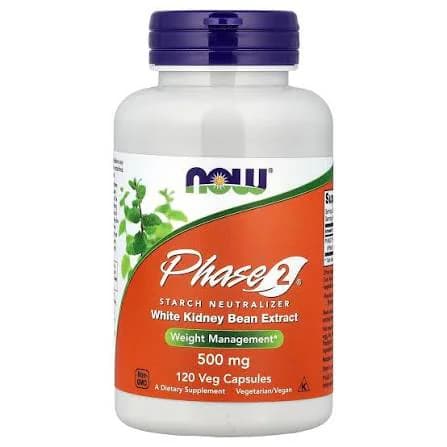 NOW Foods Phase 2® Starch Neutralizer 500mg 120 Veg Capsules