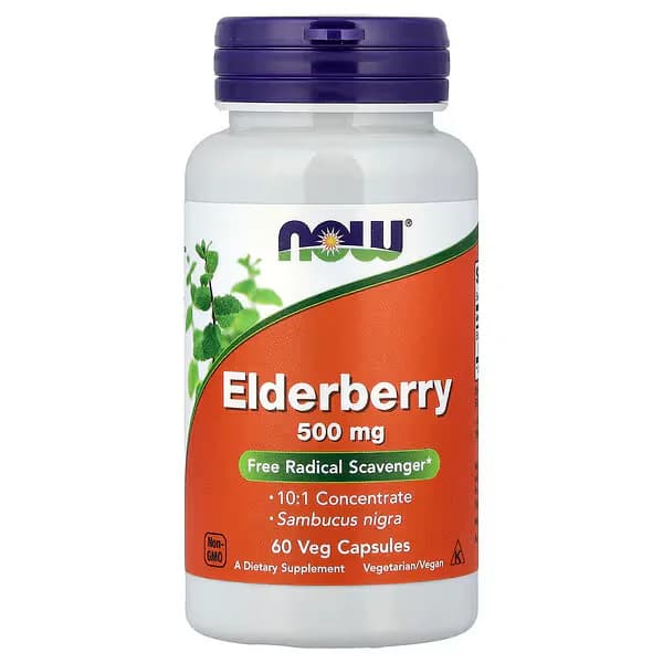 NOW Foods Elderberry 500mg 60 Veg Capsules Pakistan HerbalMart