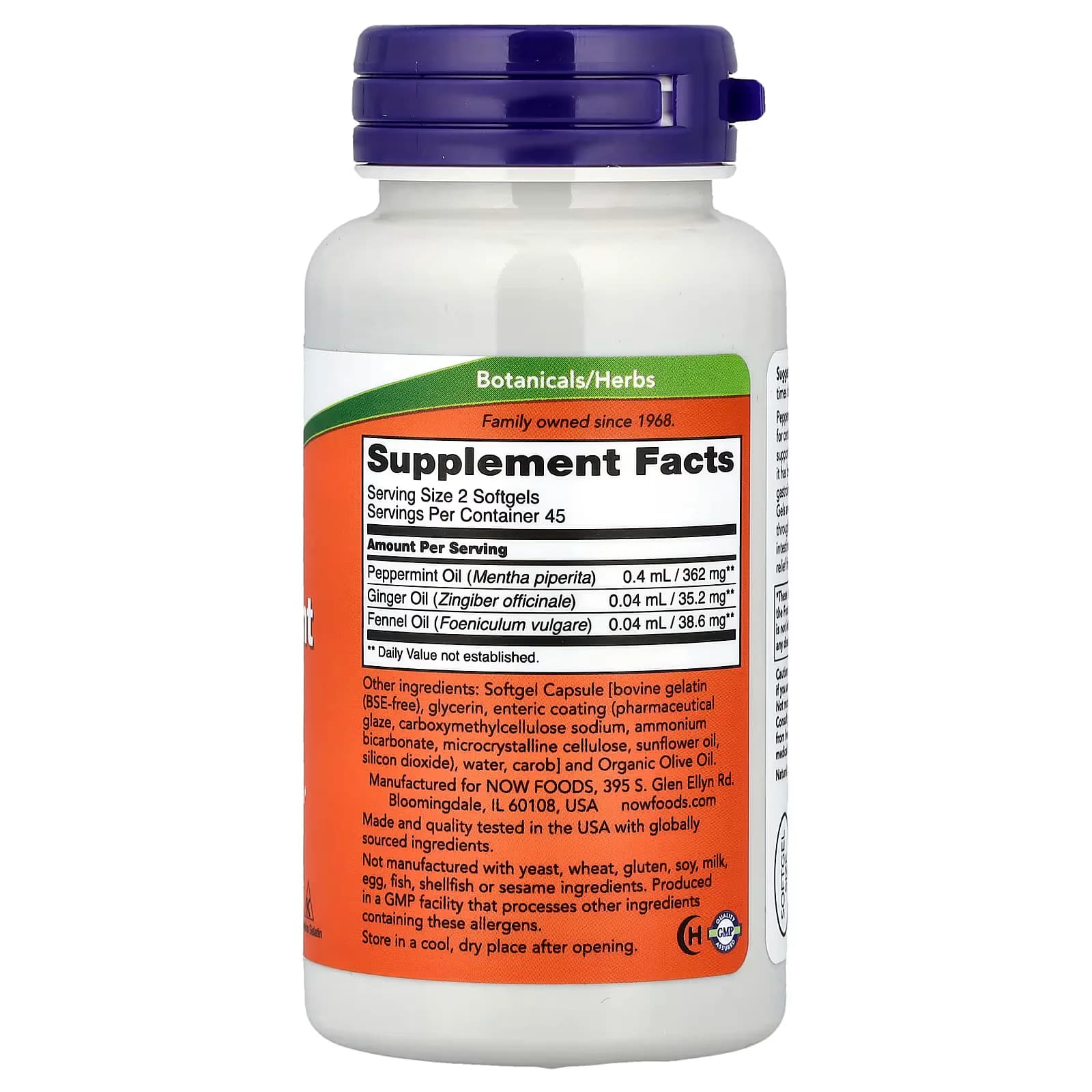 NOW Foods Peppermint Gels Ginger Fennel 90 Softgels Pakistan