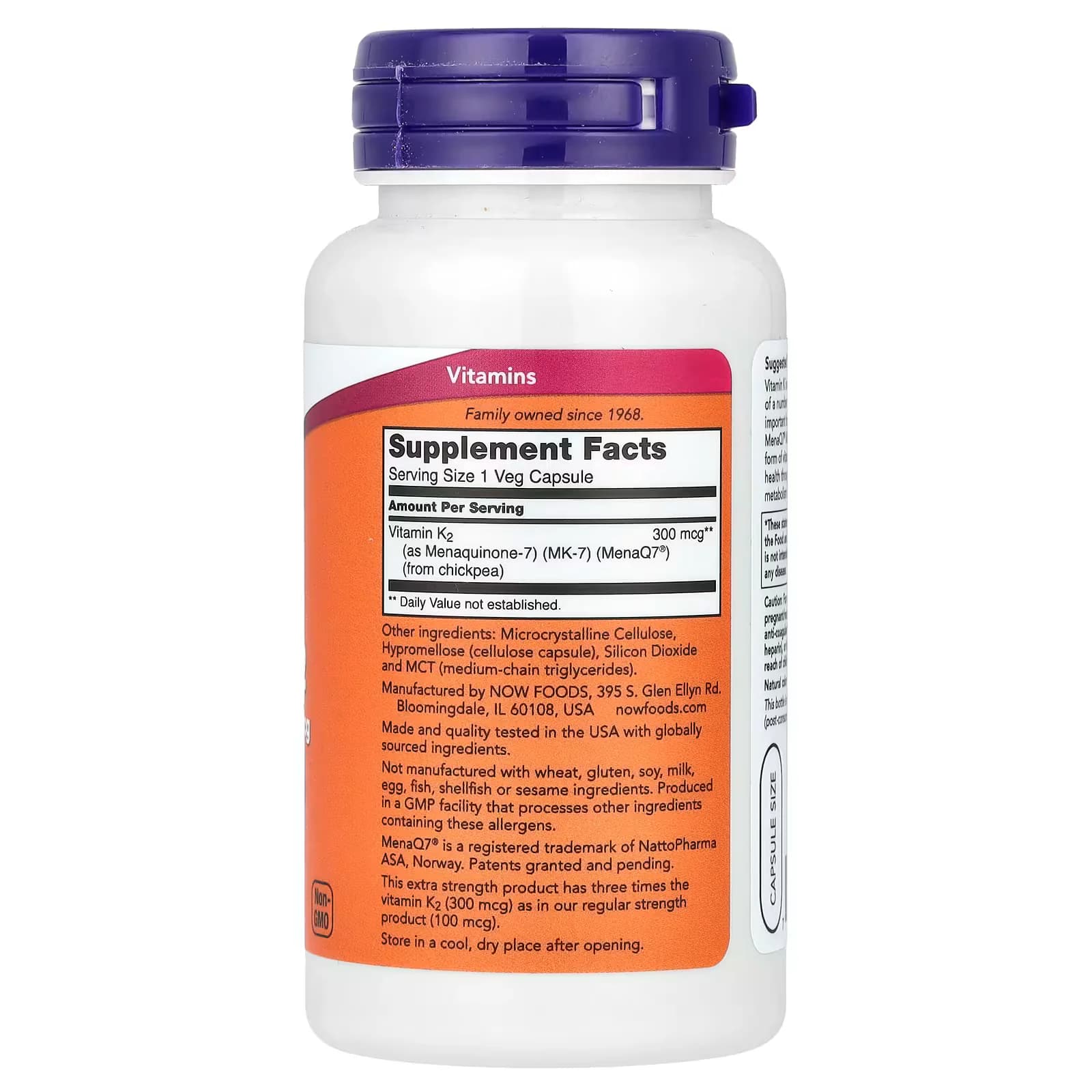 NOW Foods MK-7 Vitamin K2 300mcg 120 Veg Capsules Pakistan