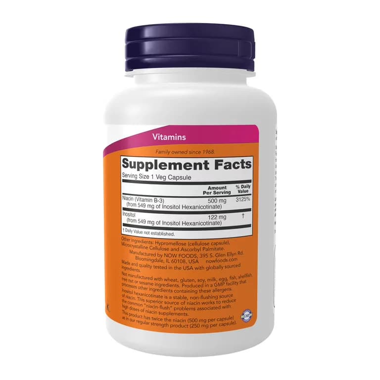 NOW Foods Flush-Free Niacin 500mg 90 Veg Capsules Pakistan