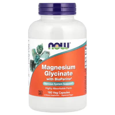 NOW Foods Magnesium Glycinate With BioPerine® Veg Capsules