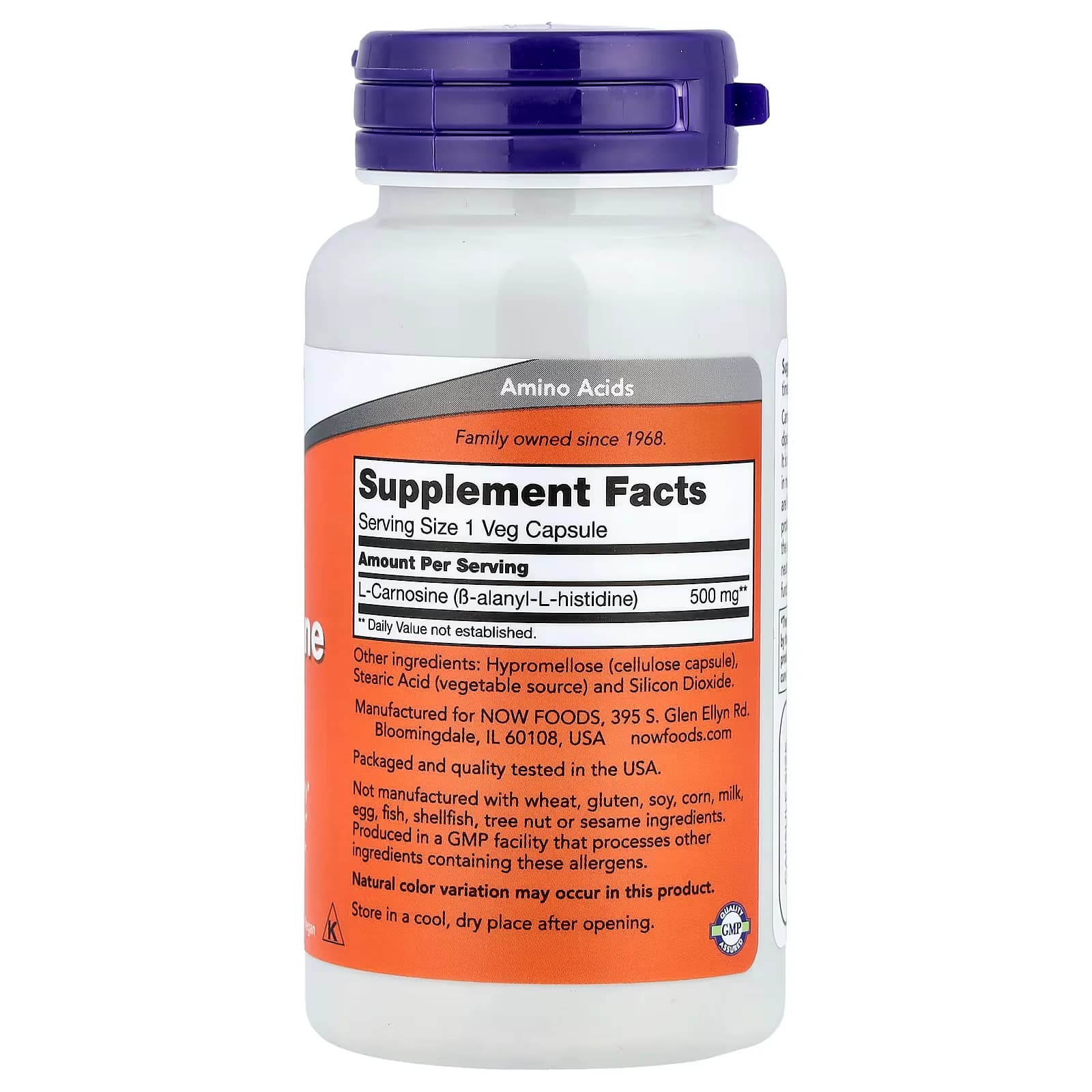NOW Foods L-Carnosine 500mg 50 Veg Capsules Pakistan
