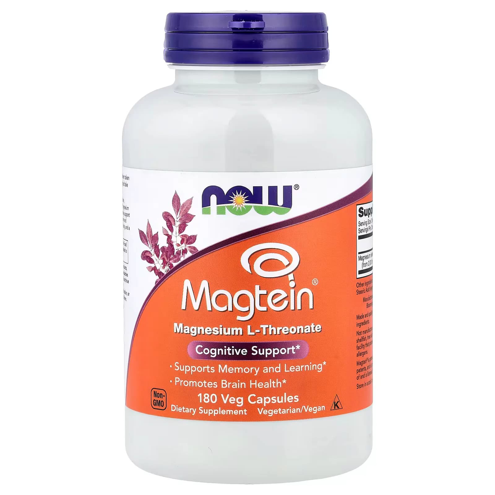 NOW Foods Magtein® Magnesium L-Threonate Veg Capsules (48 mg per Capsule)