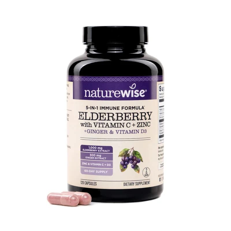 NatureWise Elderberry Plus with Vitamin C Zinc Ginger & Vitamin D3 Capsules