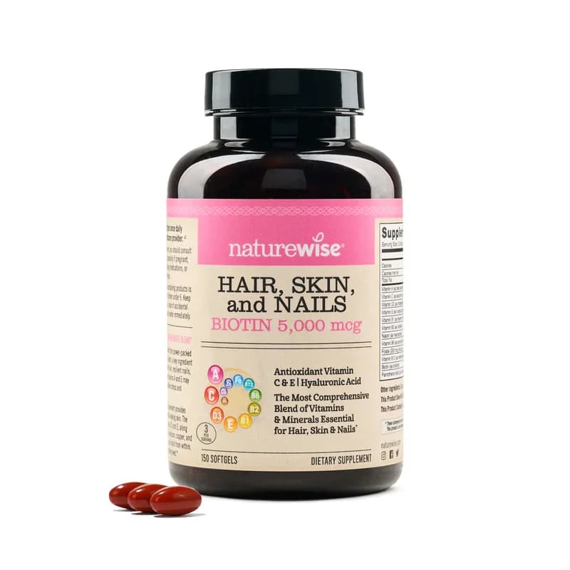 NatureWise Hair Skin & Nails Biotin 5000mcg Softgels