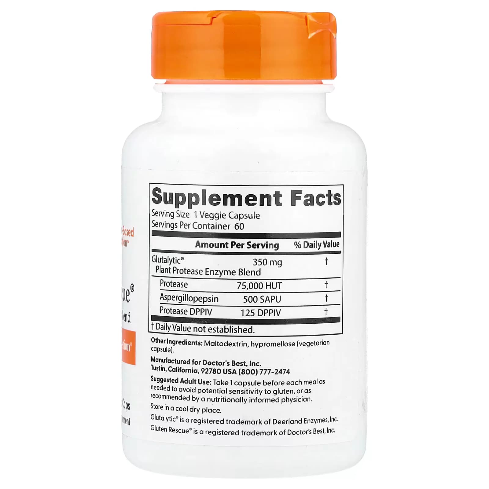 Doctor's Best Gluten Rescue Enzyme Blend 60 Veggie Caps in Pakistan