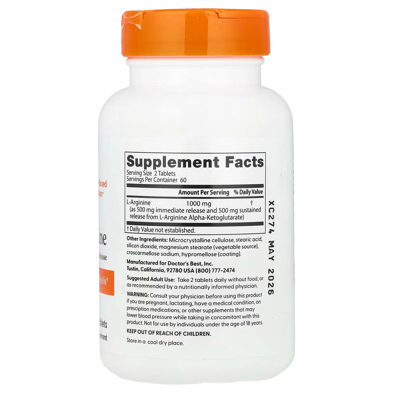 Doctor's Best L-Arginine 120 Bilayer Tablets Price in Pakistan
