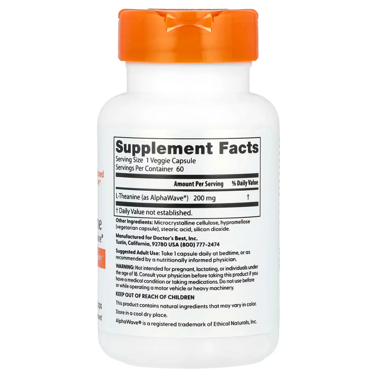 Doctor's Best L-Theanine AlphaWave 200mg 60 Veggie Caps in Pakistan
