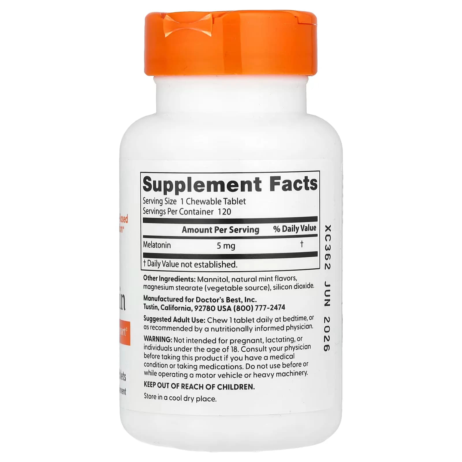 Doctor's Best Melatonin Natural Mint Chewable Tablets in Pakistan