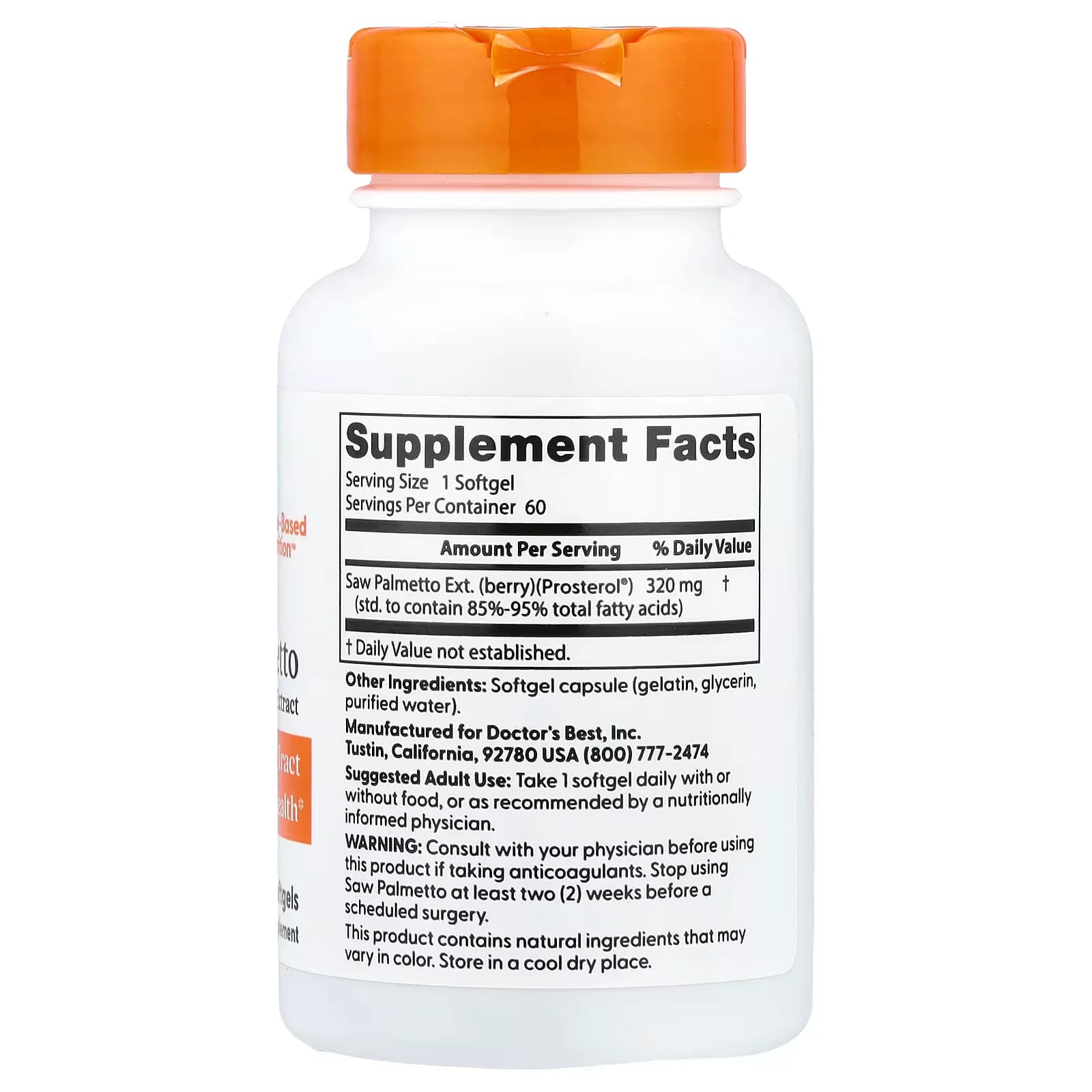 Doctor's Best Saw Palmetto Standardized Extract 320mg Softgels