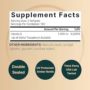 Naturebell Vitamin E 400 IU Softgels Supplement facts