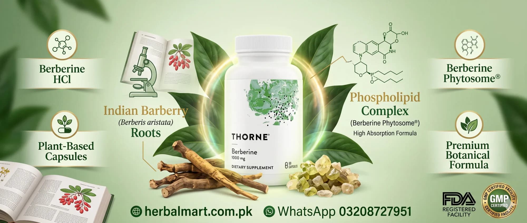 Thorne Berberine 1000mg, 60 Capsules - key ingredient