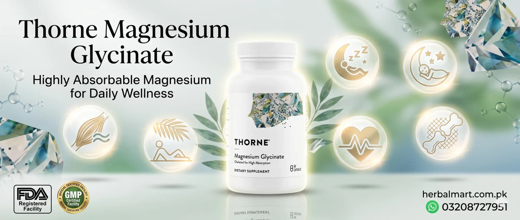 Thorne Magnesium Glycinate 90 Capsules (120 mg per Capsule) - key benefits
