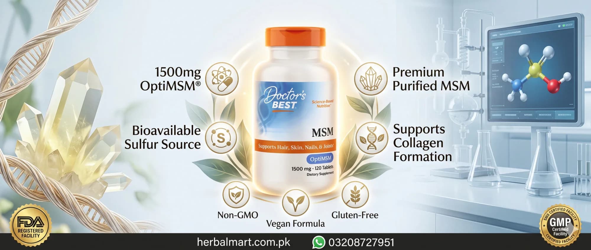 Doctor's Best MSM with OptiMSM® 1500 mg 120 Tablets - key ingredient