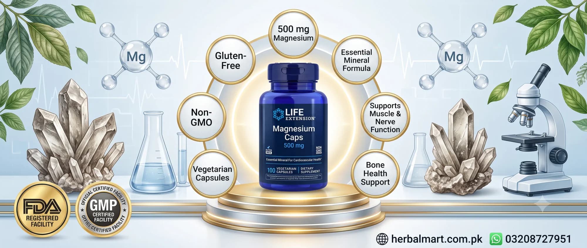 Life Extension, Magnesium Caps, 500 mg, 100 Vegetarian Capsules - key ingredient