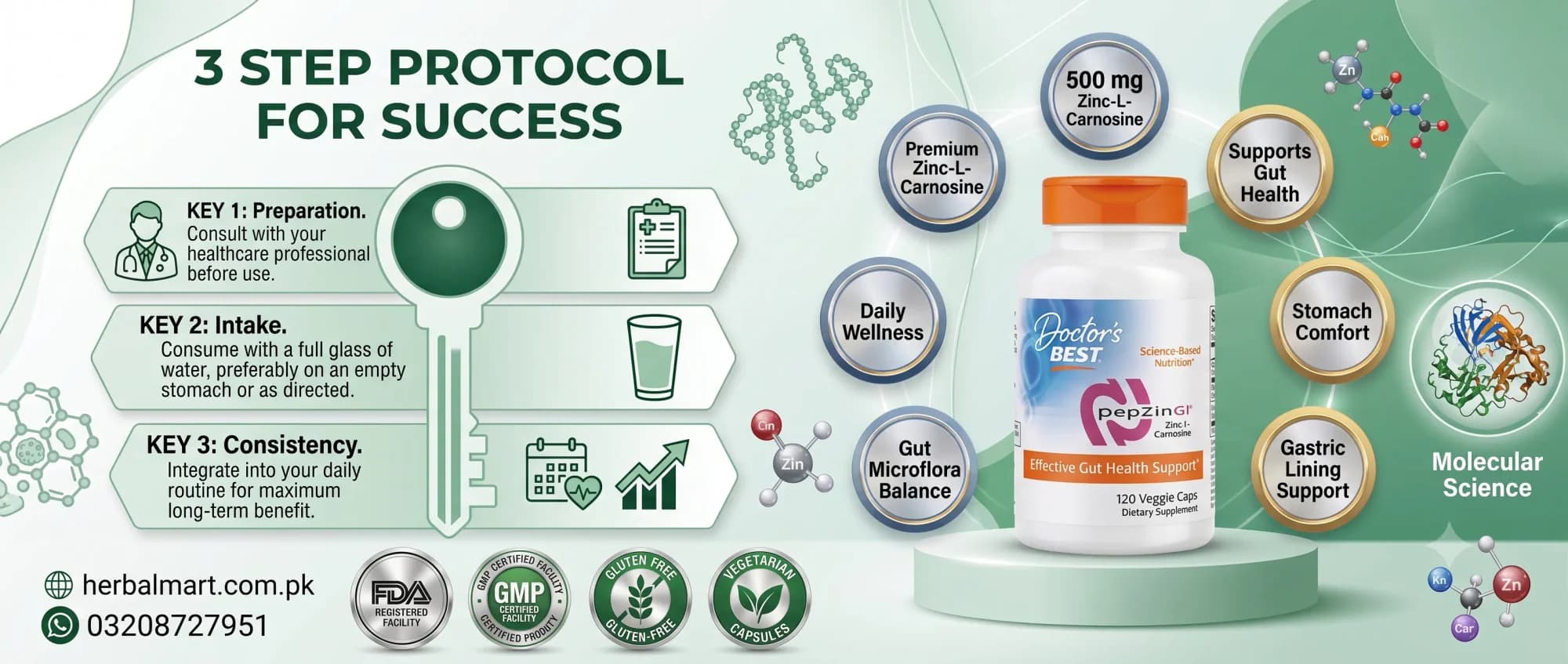 Doctor's Best, PepZin GI®, Zinc-L-Carnosine, 120 Veggie Caps - key ingredient