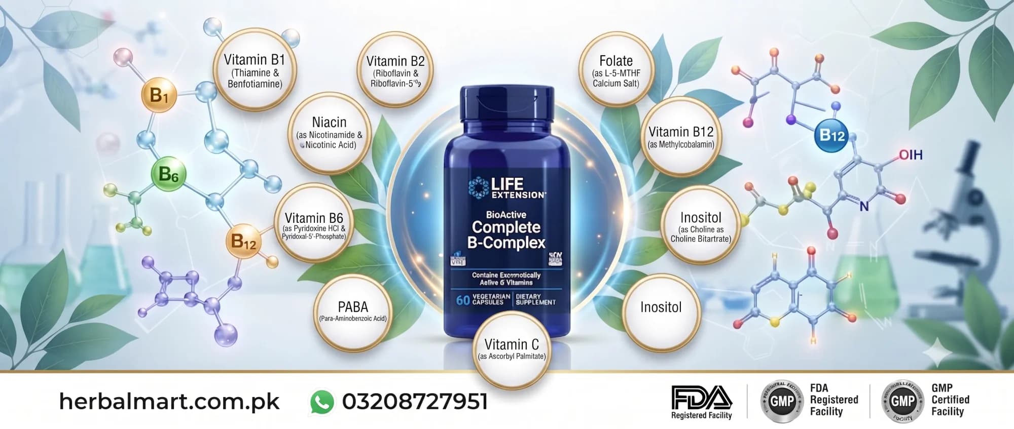 Life Extension, BioActive Complete B-Complex 60 Vegan Capsules - key ingredient