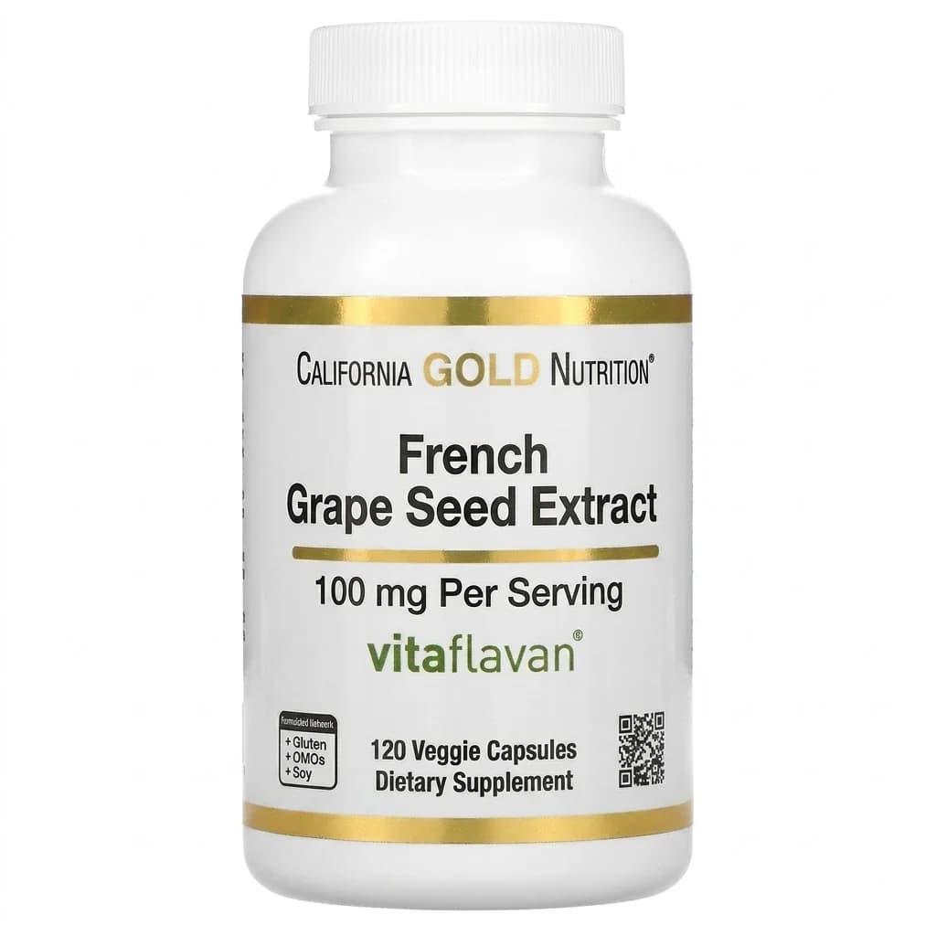 California Gold Nutrition French Grape Seed Extract, Vitaflavan®, 100 mg, 120 Veggie Capsules — California Gold Nutrition — Vegetarian Capsule — in Pakistan