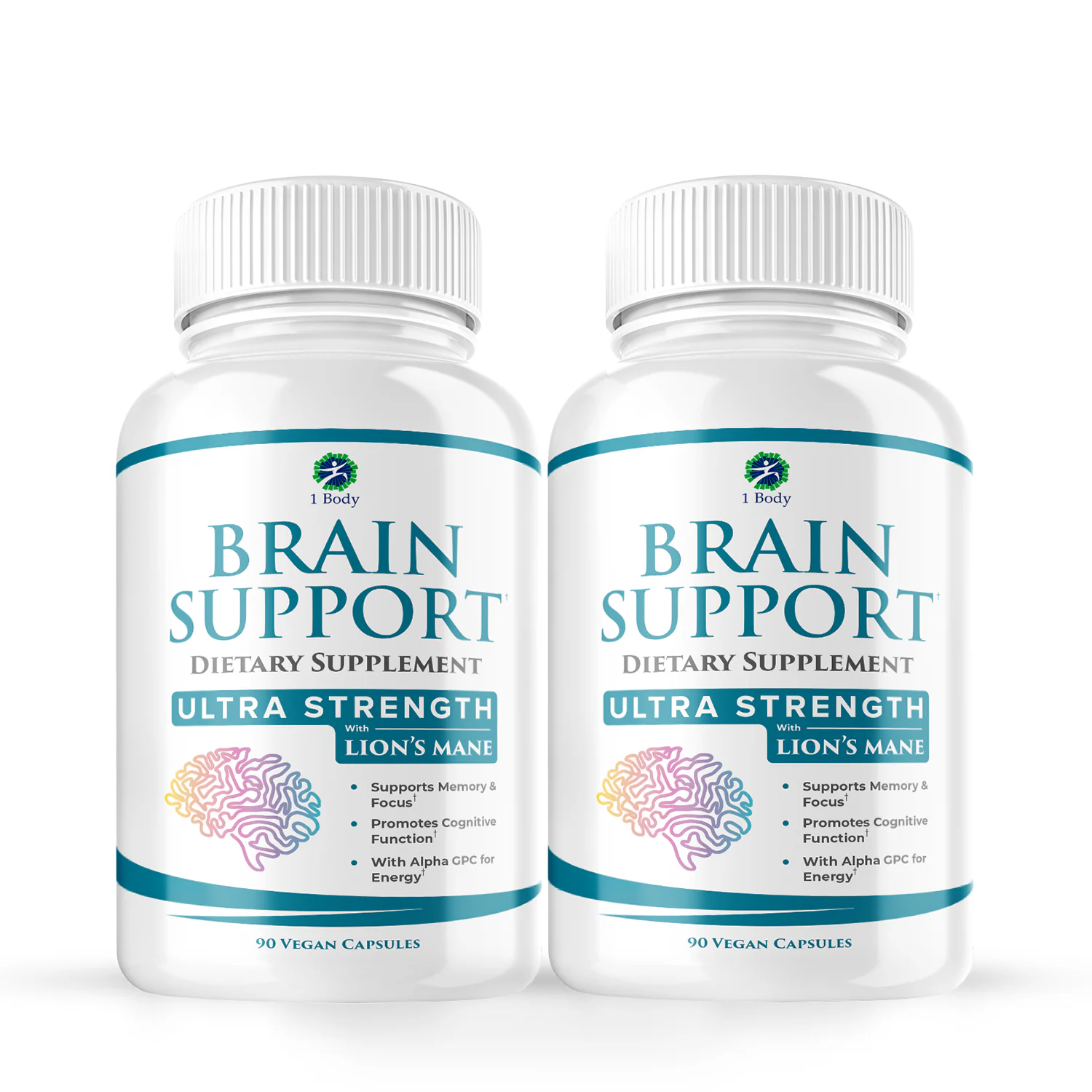 1 Body Brain Support Ultra Strength with Lion's Mane 90 Vegan Capsules