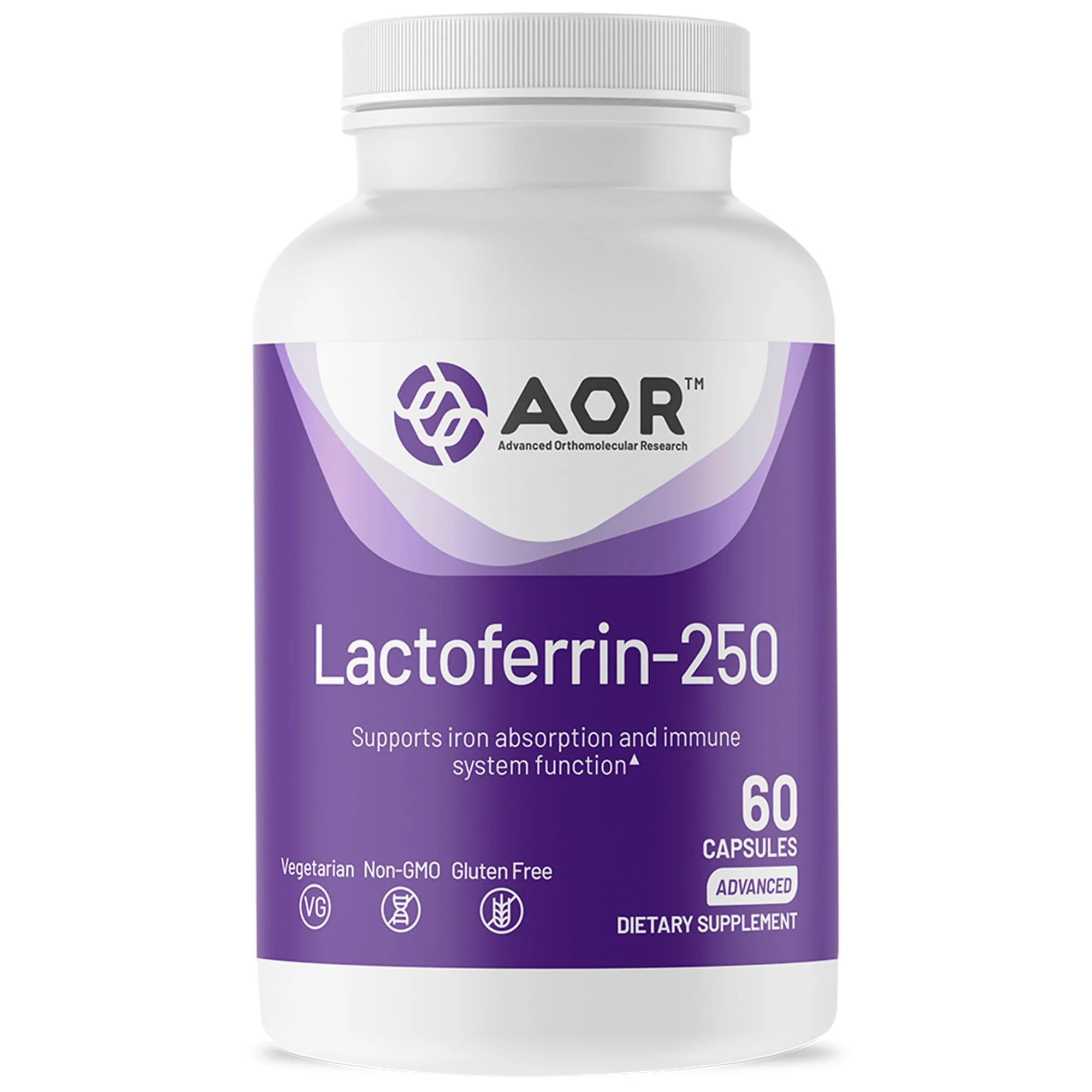 Advanced Orthomolecular Research (AOR) Lactoferrin-250,250mg 60 Capsules