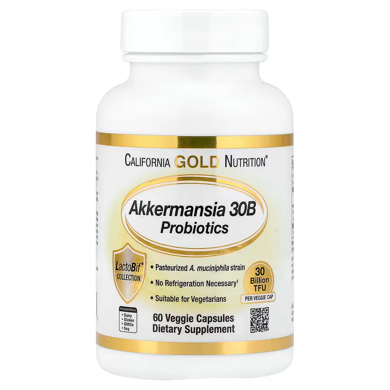 California Gold Nutrition, Akkermansia 30B PLUS with Berberine Phospholipid Matrix, and OEA, 60 Veggie Capsules