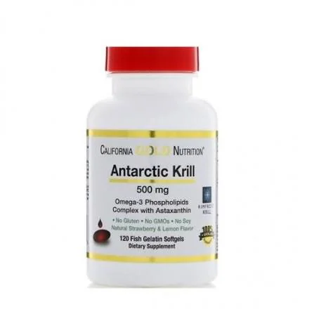 California Gold Nutrition Antarctic Krill Oil Omega-3 Phospholipids 500 mg 120 Fish Gelatin Softgels