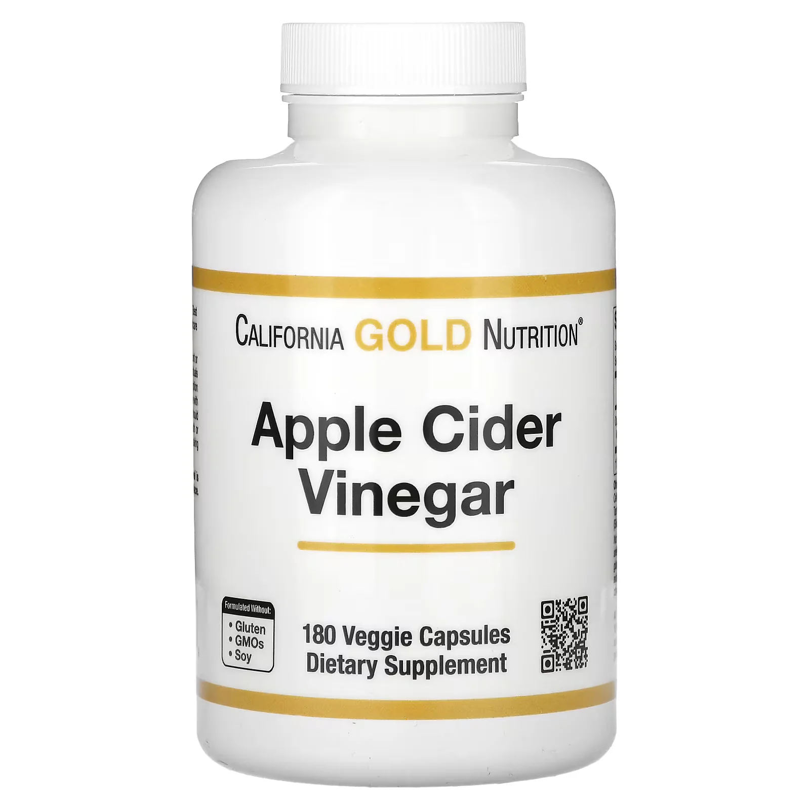 California Gold Nutrition  Apple Cider Vinegar  180 Veggie Capsules (450 mg per Capsule)