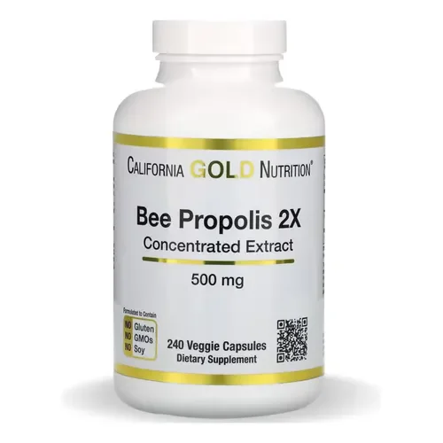 California Gold Nutrition Bee Propolis 2X Concentrated Extract 500 mg, 240 Veggie Capsules
