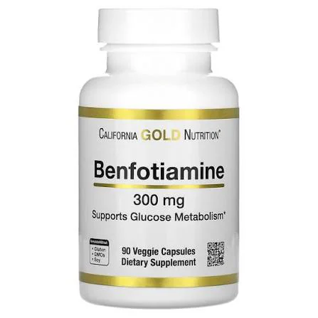 California Gold Nutrition, Benfotiamine with Thiamine, 250 mg, 120 Veggie Capsules