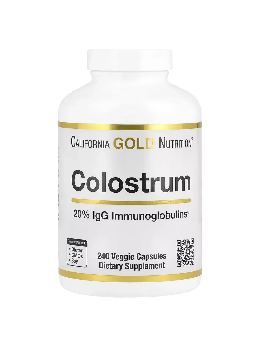 California Gold Nutrition Colostrum with 20% IgG Immunoglobulins, 240 Veggie Capsules