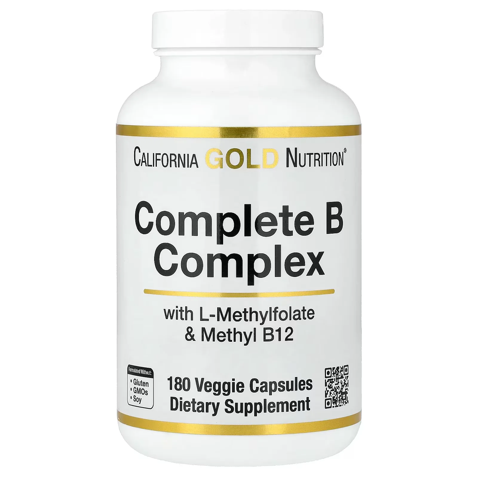 California Gold Nutrition Complete B Complex 180 Veggie Capsules