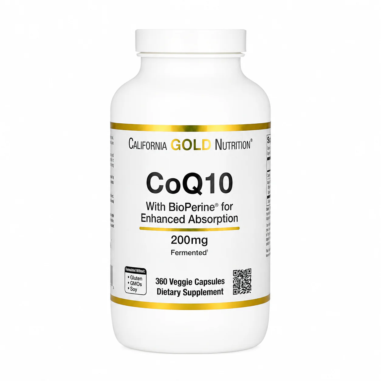California Gold Nutrition, CoQ10, Ubiquinone USP with Bioperine® 100 mg, 360 Veggie Capsules