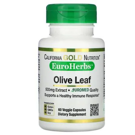 California Gold Nutrition EuroHerbs™ Olive Leaf Extract, Euromed Quality, 500mg 60 Veggie Capsules