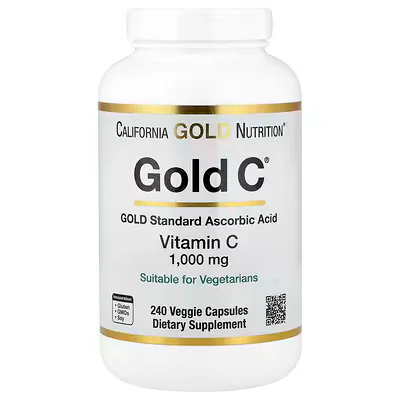 California Gold Nutrition Gold C® USP Grade Vitamin C 1000 mg, 60 Veggie Capsules