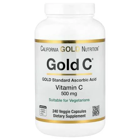 California Gold Nutrition Gold C® USP Grade Vitamin C 500 mg 240 Veggie Capsules