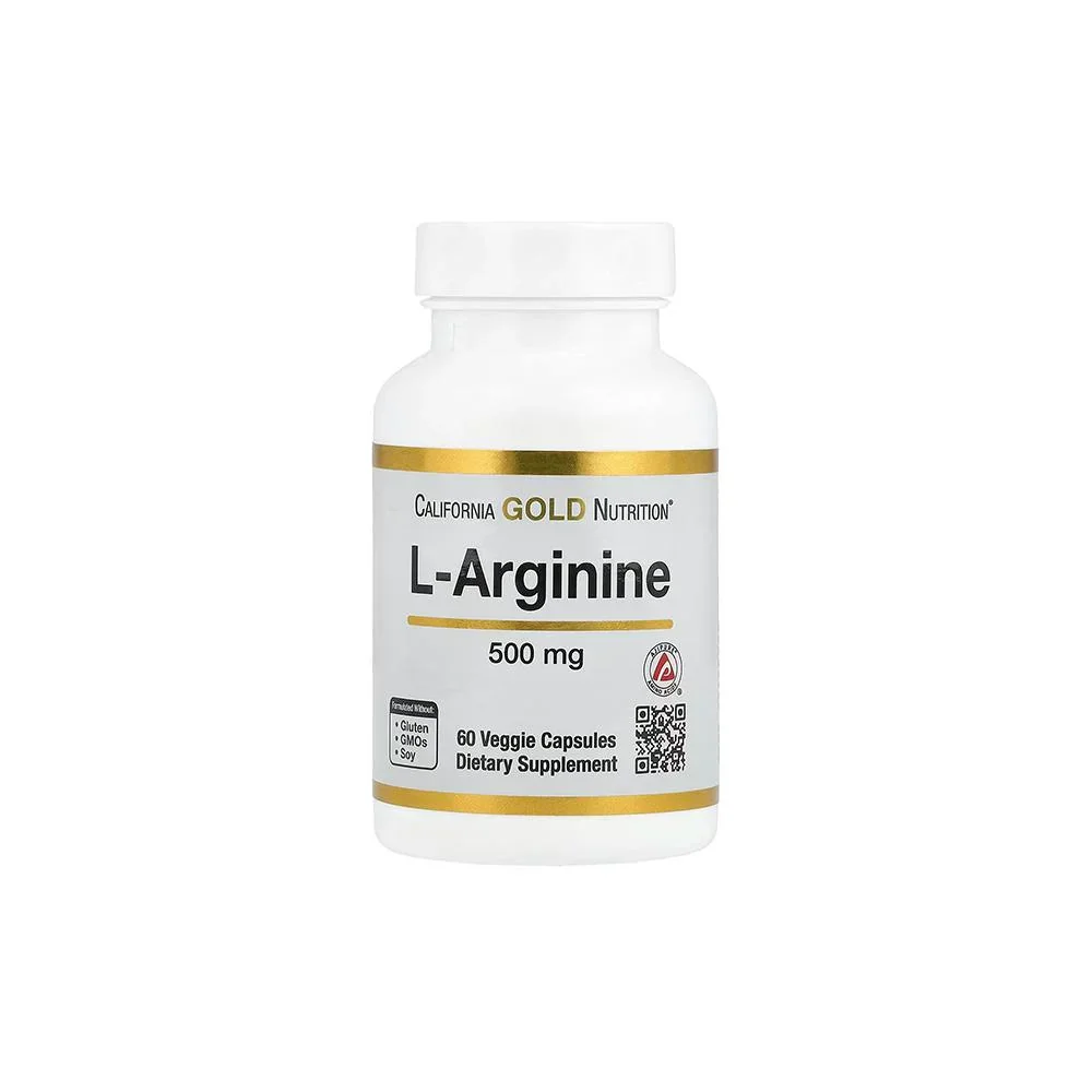 California Gold Nutrition L-Arginine  500 mg , 60 Veggie Capsules