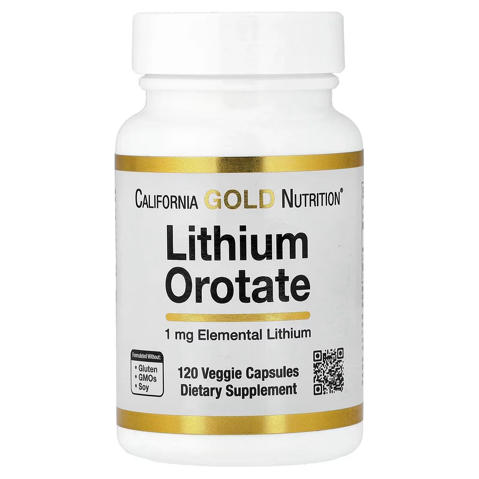 California Gold Nutrition Lithium Orotate 1 mg, 120 Veggie Capsules