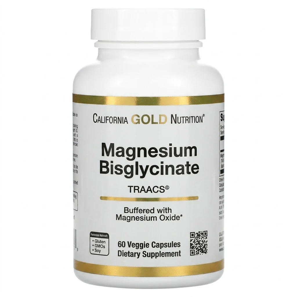 California Gold Nutrition Magnesium Bisglycinate Chelate 60 Veggie Capsules (100 mg per Capsule)