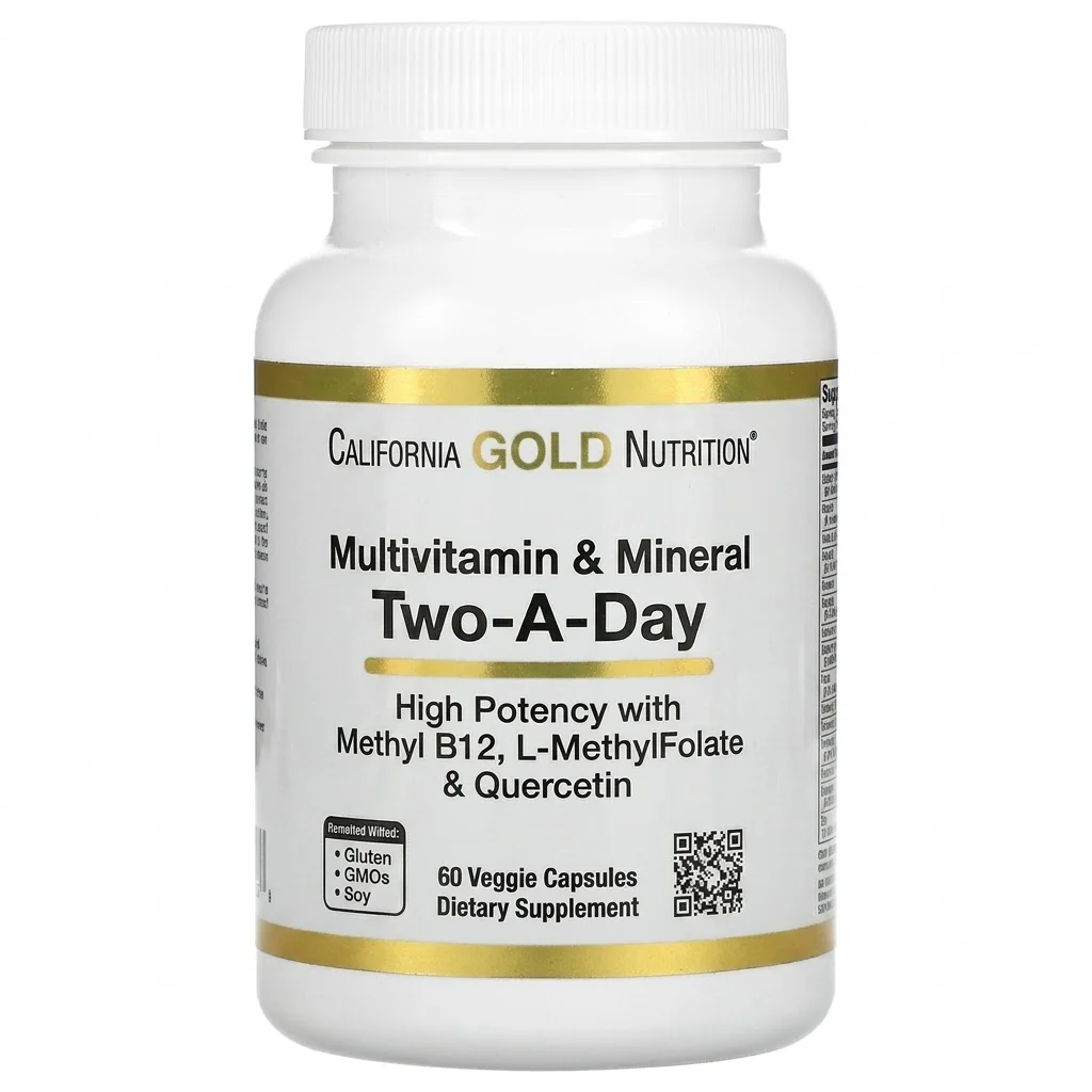 California Gold Nutrition Multivitamin & Mineral Two-A-Day, 60 Veggie Capsules