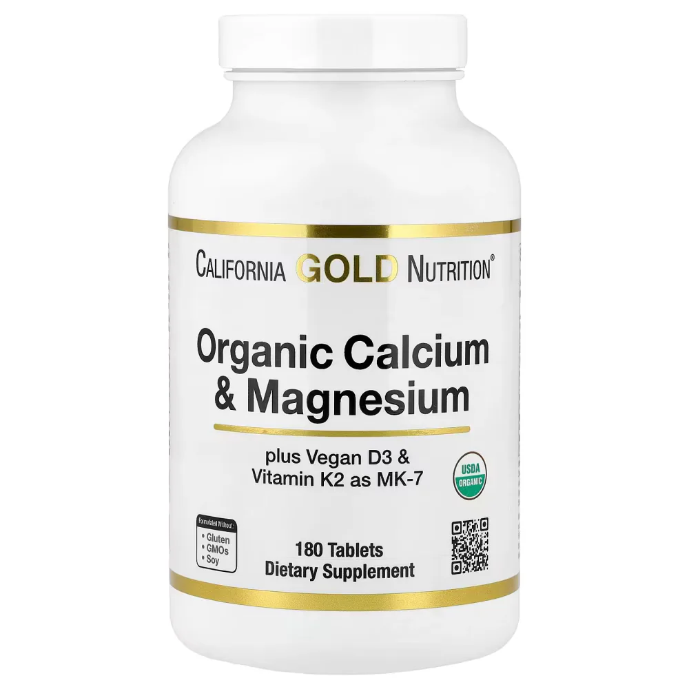California Gold Nutrition Organic Calcium & Magnesium, 180 Tablets