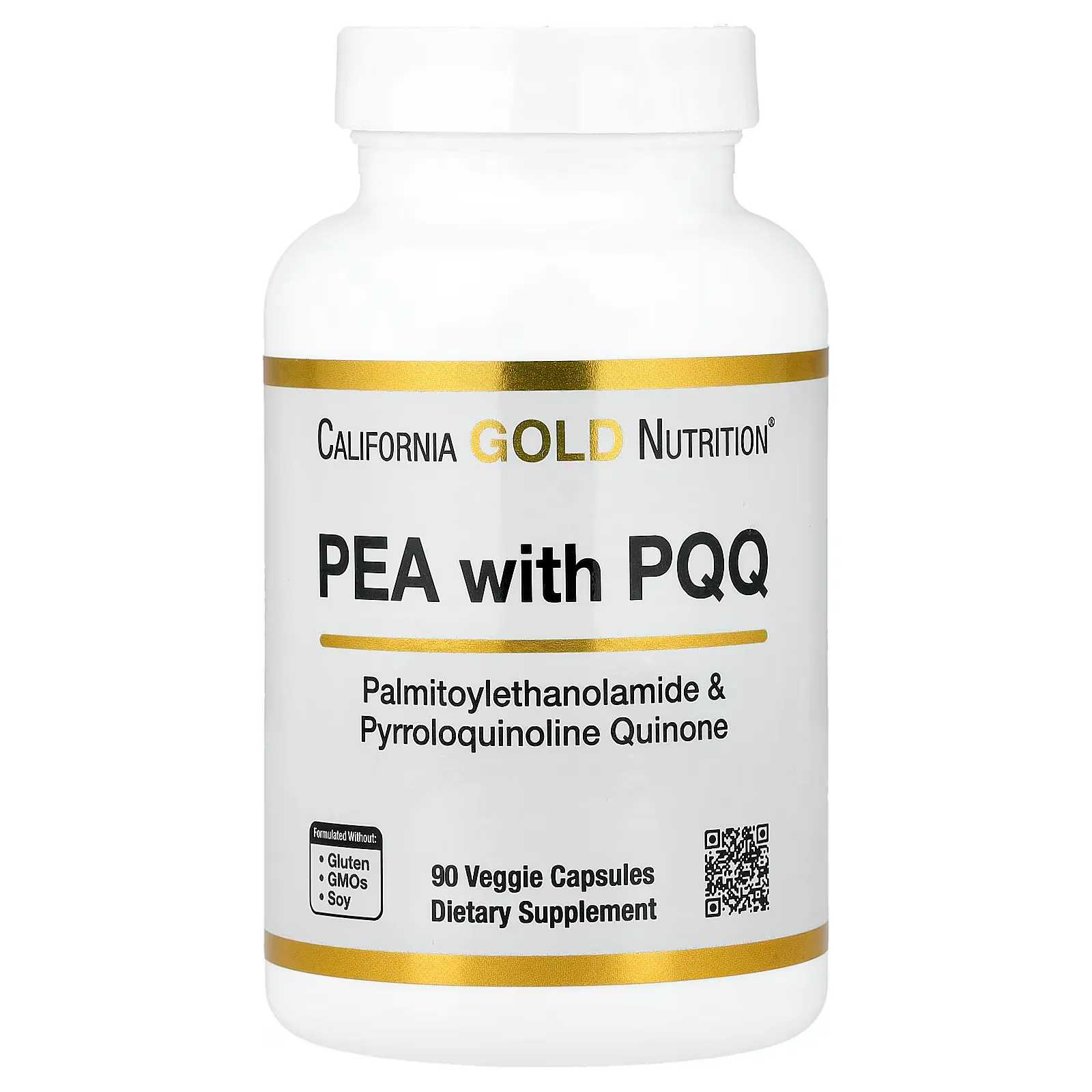 California Gold Nutrition  PEA 300 mg + PQQ 10 mg 90 Veggie Capsules