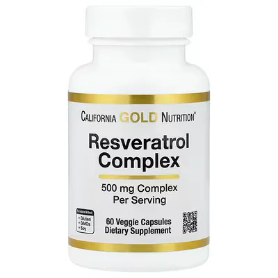 California Gold Nutrition Resveratrol Complex with Grape Seed Extract  60 Veggie Capsules