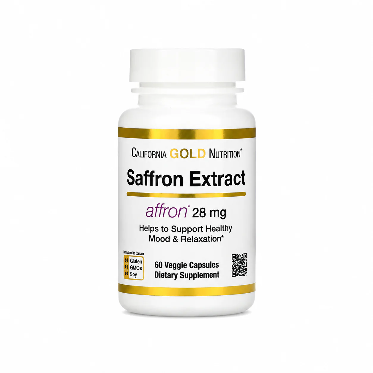 California Gold Nutrition Saffron Extract with Affron 28mg  60 Veggie Capsules