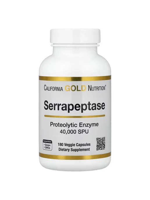 California Gold Nutrition Serrapeptase Proteolytic Enzyme 120,000 SPUs 180 Veggie Capsules